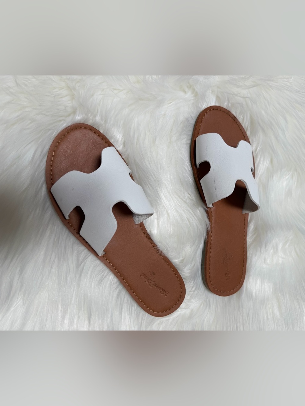 White Cut-Out Jenny Slide Sandals